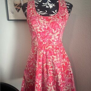 Jessica Simpson Vibrant Pink Floral Midi Dress